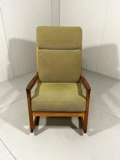 Pamono Senator High Back Rocking Chair by Ole Wanscher for Poul Jeppesens Møbelfabrik, 1960s><noscript><img width=