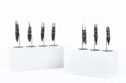 Pamono Senegalese Artist, Masks of the Seven Days of the Week, 1950, Ebony, Set of 7> Sculpture