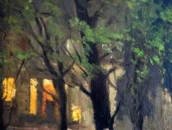 Best Pamono Serge Kislakoff, Restaurant Terrace at Evening in Montmartre, Paris, 1950s, Oil on Canvas