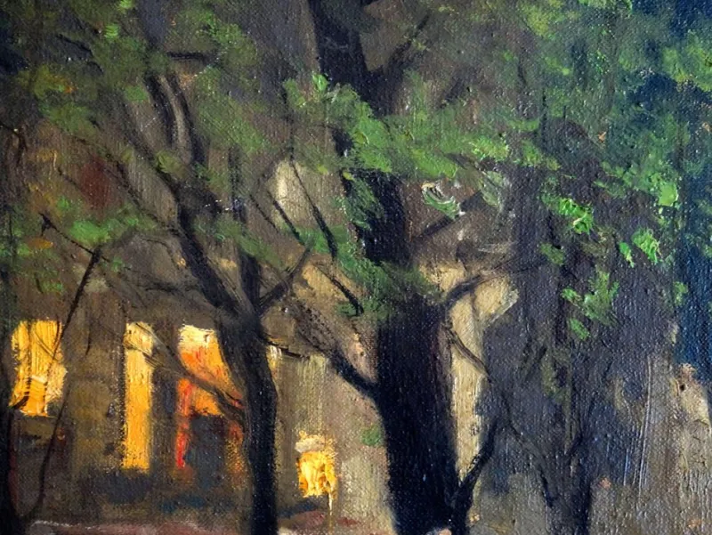Best Pamono Serge Kislakoff, Restaurant Terrace at Evening in Montmartre, Paris, 1950s, Oil on Canvas