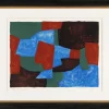 Best Pamono Serge Poliakoff, Komposition Blau, Grün und Rot, 1961, Framed