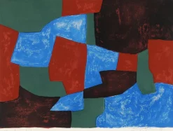 Best Pamono Serge Poliakoff, Komposition Blau, Grün und Rot, 1961, Framed