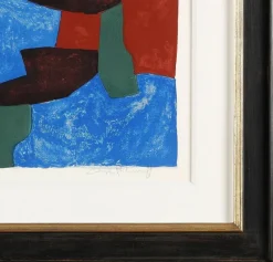 Best Pamono Serge Poliakoff, Komposition Blau, Grün und Rot, 1961, Framed