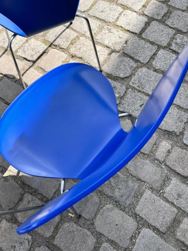 Pamono Series 7 Chairs in Royal Blue by Arne Jacobsen for Fritz Hansen, Set of 4> Side Chairs & Dining Chairs
