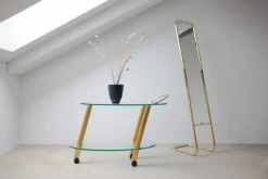 Pamono Serving Bar Cart with Tubular Legs in the style of Belgo Chrome, 1970> Serving Bar Carts & Trolleys