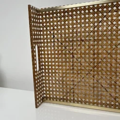 Pamono Serving Tray in Acrylic Glass, Cannage & Brass in the style of Christian Dior for Christian Dior><noscript><img width=