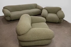 Pamono Sesann Sofa and Armchairs by Gianfranco Frattini for Cassina, 1970, Set of 3> Living Room Sets