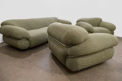 Pamono Sesann Sofa and Armchairs by Gianfranco Frattini for Cassina, 1970, Set of 3> Living Room Sets