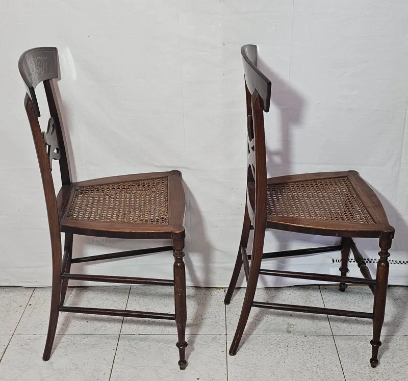 Pamono Set of Antique Mahogany Chairs with Maple Inlays, 1800s> Living Room Sets