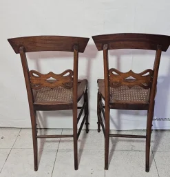Pamono Set of Antique Mahogany Chairs with Maple Inlays, 1800s><noscript><img width=
