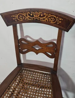 Pamono Set of Antique Mahogany Chairs with Maple Inlays, 1800s><noscript><img width=