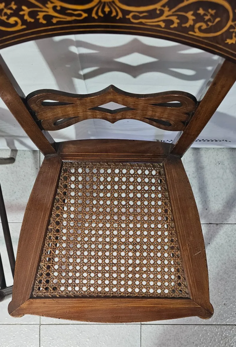 Pamono Set of Antique Mahogany Chairs with Maple Inlays, 1800s> Living Room Sets