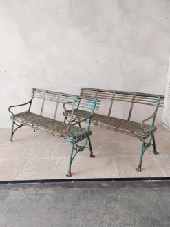 Pamono Set of Antique 19th Century Iron Garden Benches from Arras> Benches