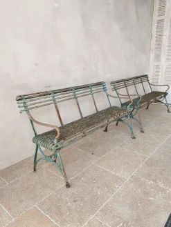 Pamono Set of Antique 19th Century Iron Garden Benches from Arras><noscript><img width=