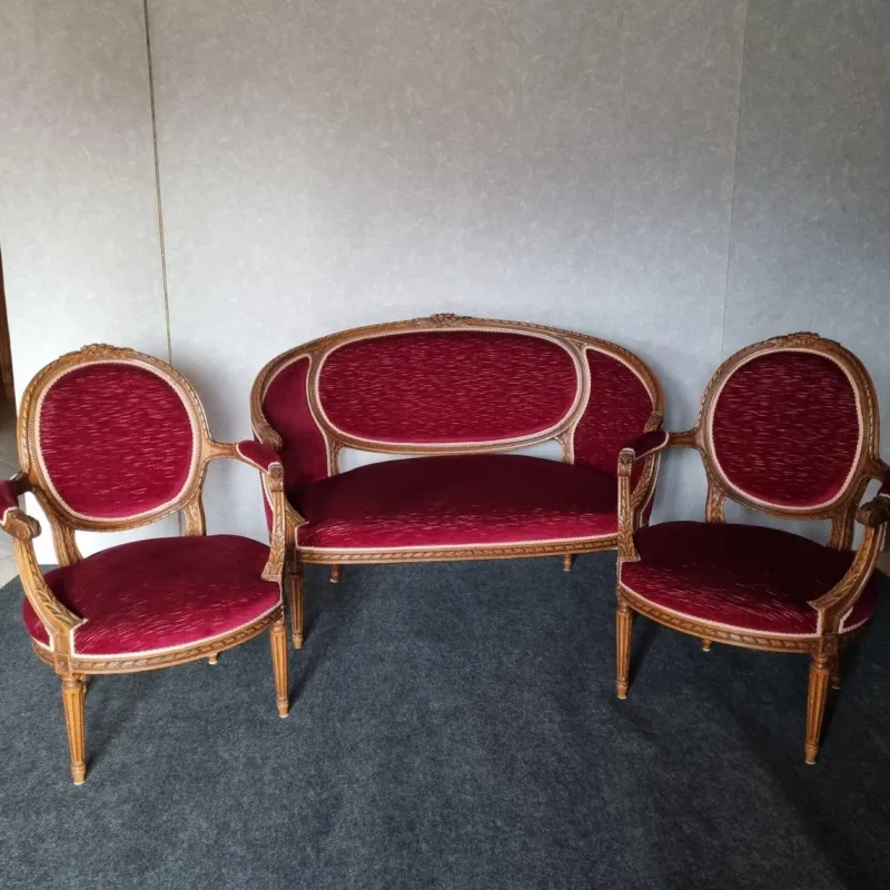 New Pamono Set of Basket Bench and Armchairs, 1950s, Set of 3