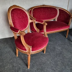 New Pamono Set of Basket Bench and Armchairs, 1950s, Set of 3