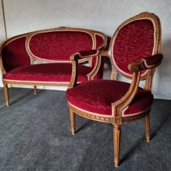 New Pamono Set of Basket Bench and Armchairs, 1950s, Set of 3