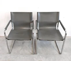 Hot Pamono Set of Bauhaus Leather Visitor Chairs by Mart Stam for Matteo Grassi, 1970s