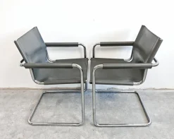 Hot Pamono Set of Bauhaus Leather Visitor Chairs by Mart Stam for Matteo Grassi, 1970s