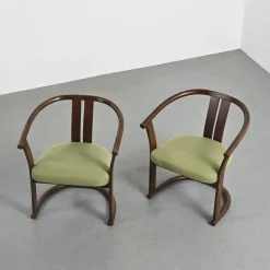 Pamono Set of Beech Armchairs by Isamu Kenmochi, 1960s><noscript><img width=