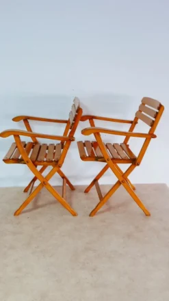 Pamono Set of Beech Wood Garden Armchairs by Sollinger, Germany, 1940><noscript><img width=