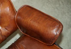 Discount Pamono Set of Brown Leather Lounge Chair and Ottoman with Bentwood Frame