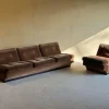 New Pamono Set of Brown Velvet Sofa and Lounge Chair by Paolo Caliari for Cassina, 1960s