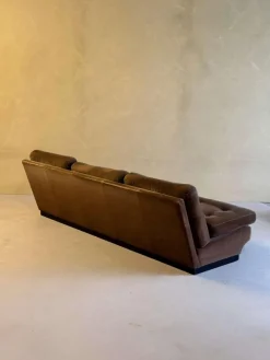 New Pamono Set of Brown Velvet Sofa and Lounge Chair by Paolo Caliari for Cassina, 1960s