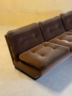 New Pamono Set of Brown Velvet Sofa and Lounge Chair by Paolo Caliari for Cassina, 1960s