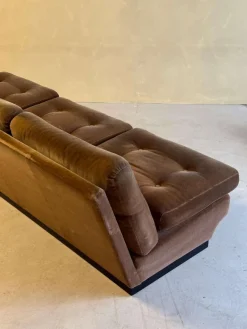 New Pamono Set of Brown Velvet Sofa and Lounge Chair by Paolo Caliari for Cassina, 1960s