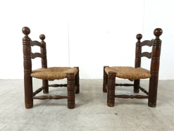 Pamono Set of Brutalist Children Chairs in the style of Charles Dudouyt, 1960s><noscript><img width=