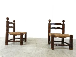 Pamono Set of Brutalist Children Chairs in the style of Charles Dudouyt, 1960s><noscript><img width=