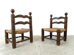 Pamono Set of Brutalist Children Chairs in the style of Charles Dudouyt, 1960s><noscript><img width=