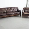 Sale Pamono Set of Brutalist Leather Sofa & Lounge Chair by Hain & Thome, 1970s