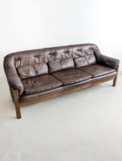 Sale Pamono Set of Brutalist Leather Sofa & Lounge Chair by Hain & Thome, 1970s