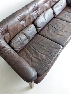 Sale Pamono Set of Brutalist Leather Sofa & Lounge Chair by Hain & Thome, 1970s