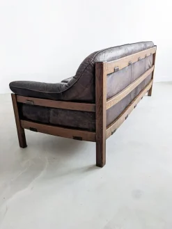 Sale Pamono Set of Brutalist Leather Sofa & Lounge Chair by Hain & Thome, 1970s