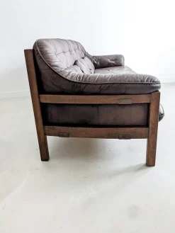 Sale Pamono Set of Brutalist Leather Sofa & Lounge Chair by Hain & Thome, 1970s