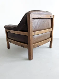 Sale Pamono Set of Brutalist Leather Sofa & Lounge Chair by Hain & Thome, 1970s