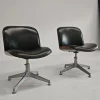 Discount Pamono Set of Chairs in Black Eco-Leather and Walnut from Mim Roma, 1960s
