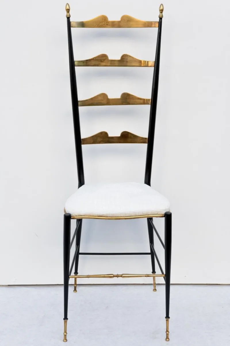 Pamono Set of Chiavarine Chairs in Brass and Metal, 1950s> Side Chairs & Dining Chairs