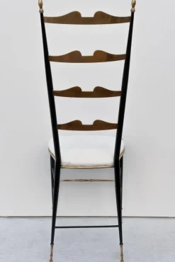Pamono Set of Chiavarine Chairs in Brass and Metal, 1950s><noscript><img width=