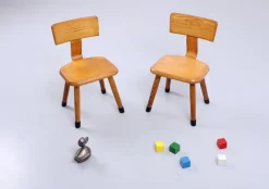 Pamono Set of Children's Chairs in Beech Wood by VD Woude, 1950s><noscript><img width=