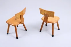 Pamono Set of Children's Chairs in Beech Wood by VD Woude, 1950s><noscript><img width=