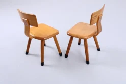 Pamono Set of Children's Chairs in Beech Wood by VD Woude, 1950s><noscript><img width=