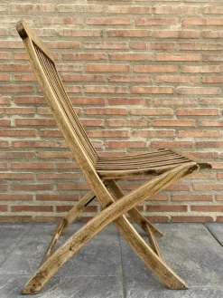 Pamono Set of Cunard Line Teak Slat Back Deck Folding Chair from Scan Com, 1960s><noscript><img width=