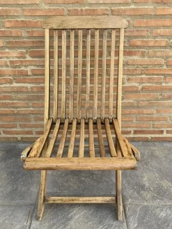 Pamono Set of Cunard Line Teak Slat Back Deck Folding Chair from Scan Com, 1960s><noscript><img width=