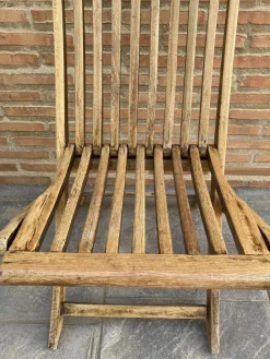 Pamono Set of Cunard Line Teak Slat Back Deck Folding Chair from Scan Com, 1960s><noscript><img width=