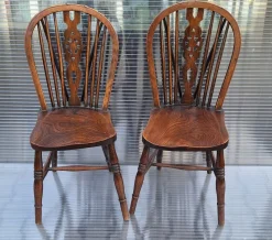 Hot Pamono Set of English Windsor Chairs in Elm Wood, 1890s, Set of 2