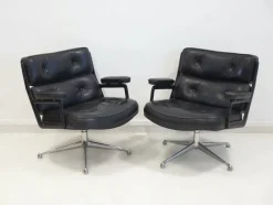 Clearance Pamono Set of Executive Chairs in Black Leather by Charles and Ray Eames, 1960s